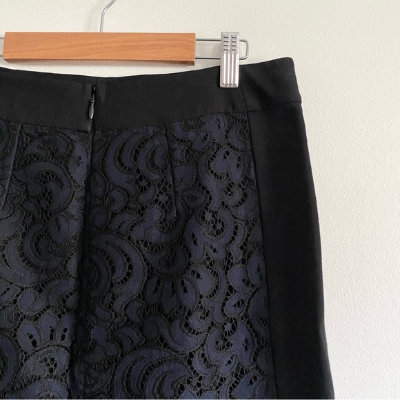 LOFT Lace Pencil Skirt | Mini Skirt Navy Blue & Black - Picture 4 of 5